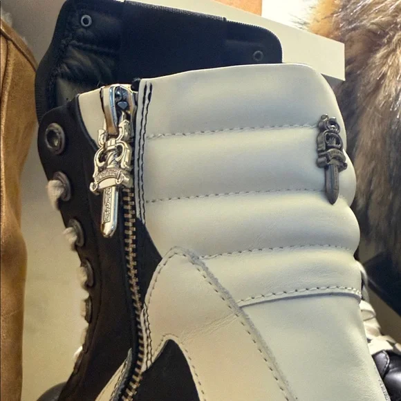 Size 10 - Chrome Hearts x Rick Owens Geobasket High Black | eBay Chrome heart Rick Owens Black and White Lace-Up Boots main image 1